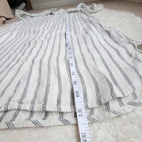 NWT Quince 100% European Linen Shirt Dress, Oatmeal +  Black Stripe, XS - Picture 6 of 11
